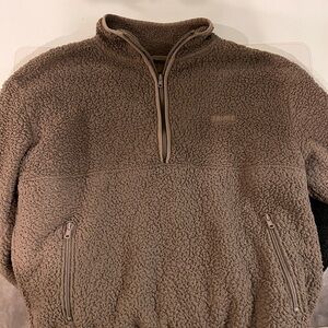 Skims Brown Sherpa Quarter-Zip Pullover
